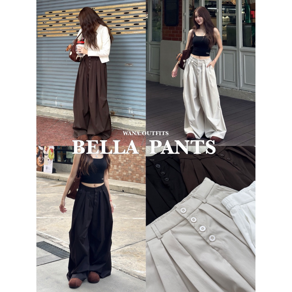 Wana.Outfits - Bella Pants กางเกงขากระบอกใหญ่ แต่งจีบหน้า