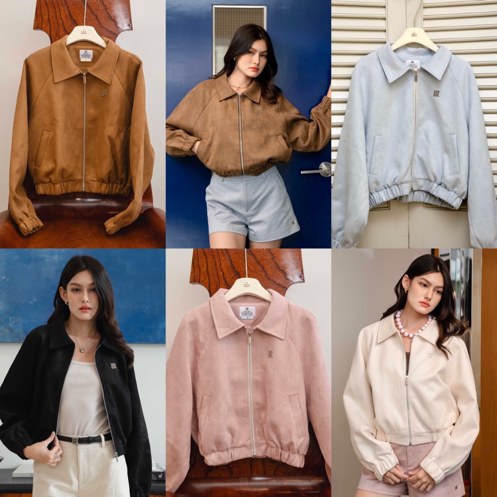 CHUUCHOP - (M-XL) Blondie Suede Jacket เสื้อแจ็คเก็ตหนังกลับ ลุคมินิมอล เรียบหรู Unisex ทรงสวย (C8355)