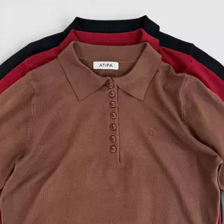 Atipashop - Regent Knit Polo เสื้อไหมพรม คอปกแขนยาว ดีเทลกระดุม ดีไซน์เรียบหรู ใส่ง่ายได้ทุกวัน
