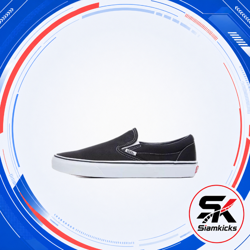 Free return VANS SLIP-ON BLACK-WHITE รองเท้าผ้าใบ Men Canvas Shoes รองเท้าผ้าใบผู้ชายสีขาวดำ