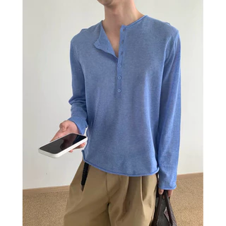 LAYNE KNIT HENLEY เสื้อไหมพรมถักบางแขนยาว A2
