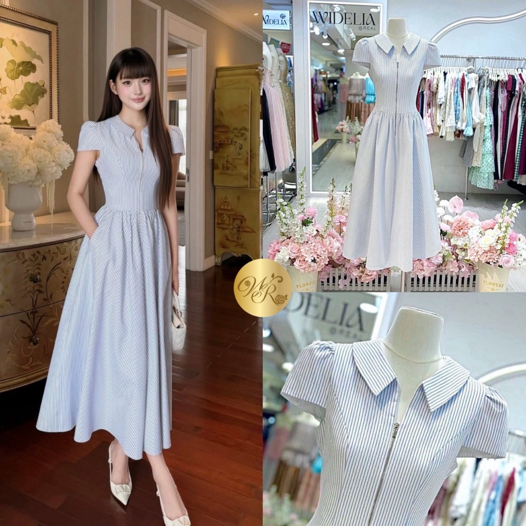 Widelia@Real(วิเดเลียแอทเรียล) Dress เดรสตัวยาวสวยทรงดี คอปกสวย