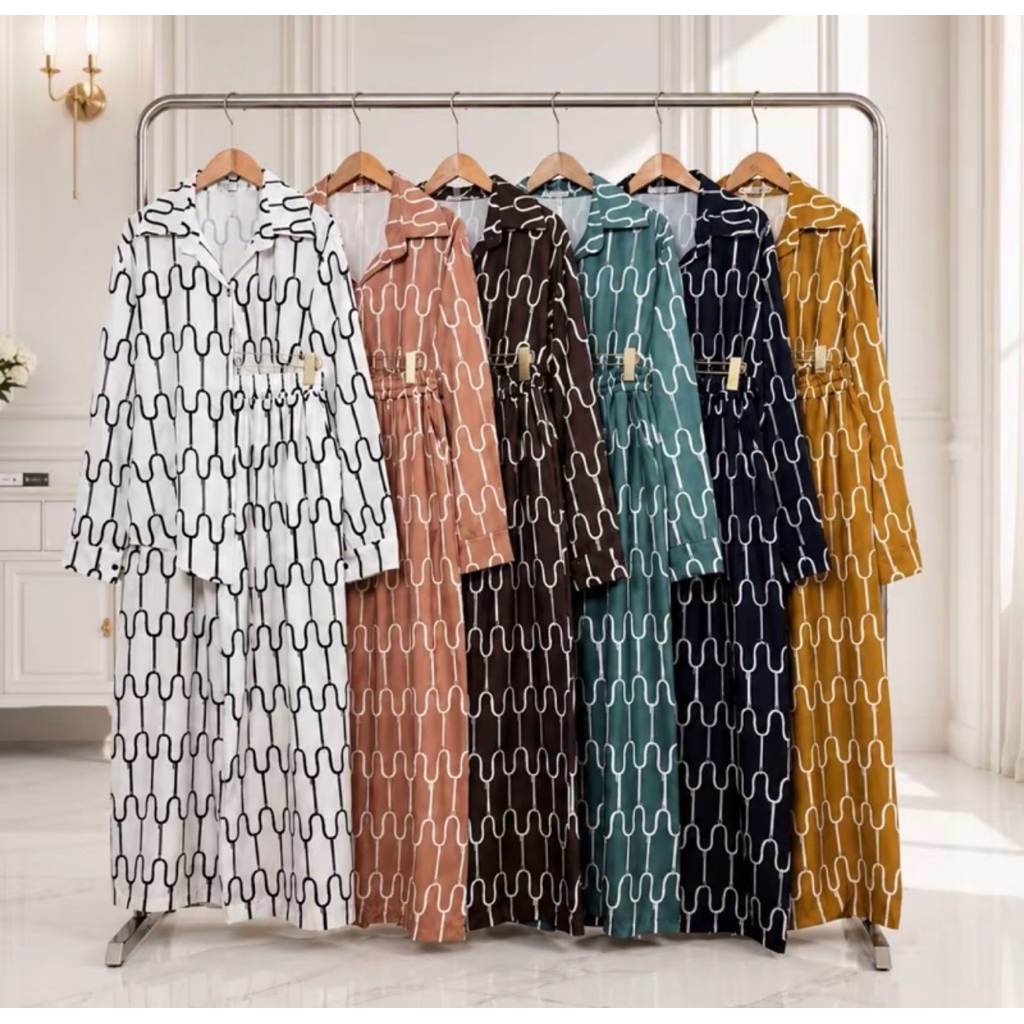 (อก 50“) เซ็ทเสื้อเชิ้ต+กางเกงขายาว (ผ้าไหมพิมพ์ลาย) 🌈 พริ้ว ใส่สบาย (พลัสไซส์)