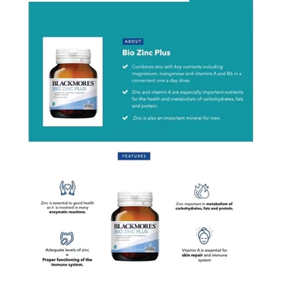 Blackmores Bio Zinc Plus วิตามินซีบำรุงผิว บำรุงเส้นผม เล็บ แข็งแรง