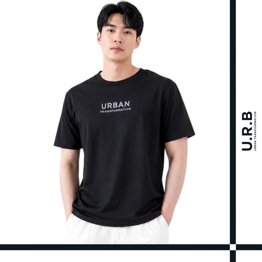 URBAN : MEN'S BASIC T-SHIRTS เสื้อยืดเบสิคคอกลมผู้ชาย รุ่น 1UTMT5027 สี Black - แบล็ค