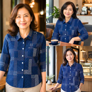 007 - 014 เสื้อผู้หญิง เสื้อผู้สูงอายุ อก 40-52 ใส่สบาย ไม่ร้อน ไม่รีบ เนื้อผ้าพิมพ์ลายดอกไม้