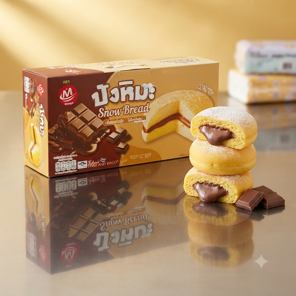 Minhua ปังหิมะ ขนมปังสอดไส้ 6 รสชาติให้เลือก 1 กล่องบรรจุ 12 ชิ้น ขนมปังฟู เนื้อนุ่ม ละมุนลิ้น