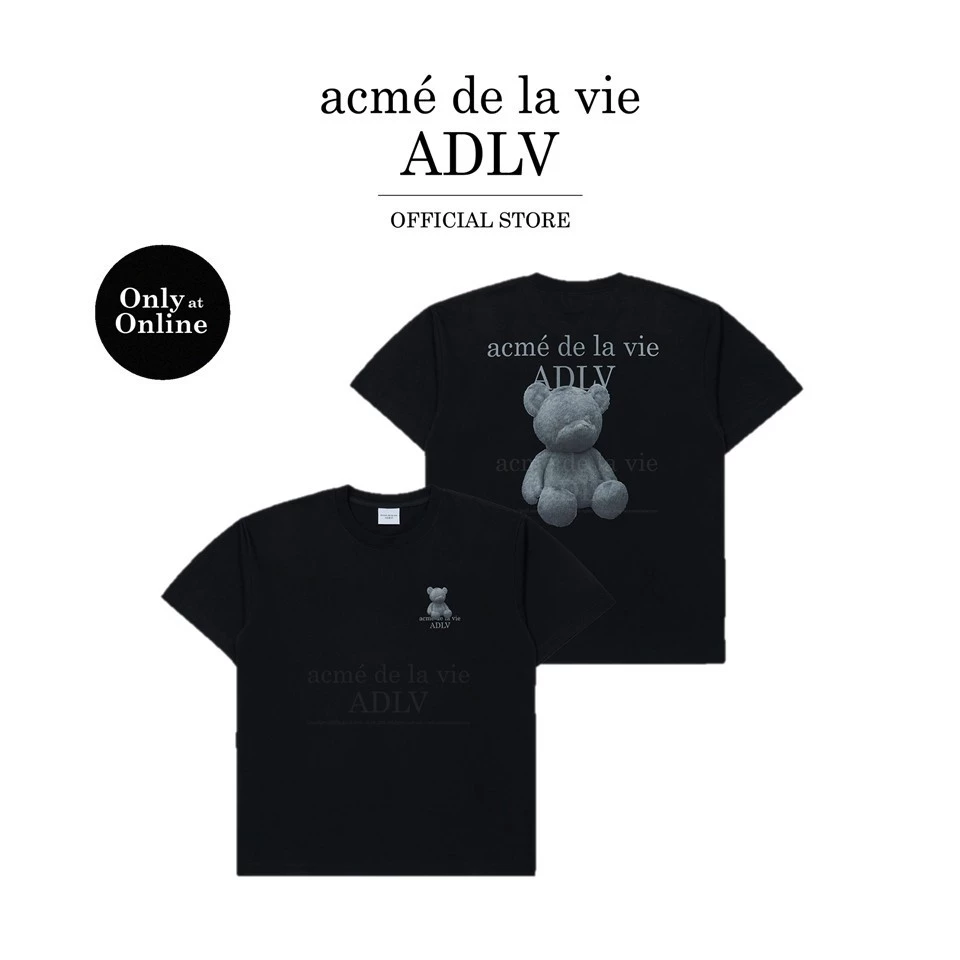 ADLV [acme de la vie] เสื้อยืด Oversize รุ่น Exclusive Fuzzy Bear Short Sleeve T-Shirt Black (50011OFBSSU_U4BKXX)