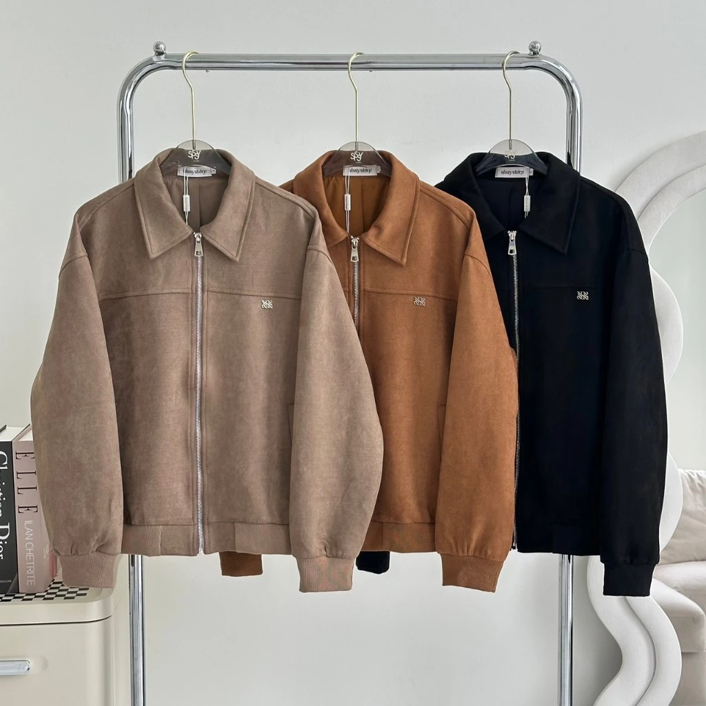 SISSY : เสื้อ Jacket หนังกลับแขนยาวซิปหน้า (S-XL) เนื้อนุ่ม มีซับใน ใส่สบาย แมทช์ง่ายทุกลุค