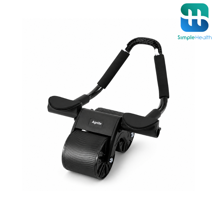 Simple Health เครื่องบริหารหน้าท้อง Abdominal Roller ลูกกลิ้งออกกำลังกาย ระบบสปริงดึงกลับ มีที่วางมือถือ