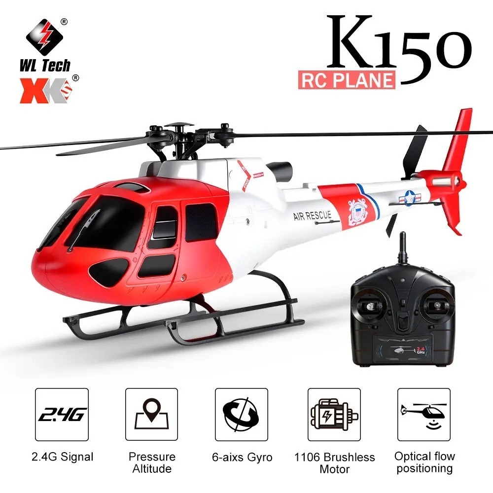 เฮอร์ริคอปเตอร์บังคับ WLtoys K150 RC Helicopter AS350 4CH Brushless Plane