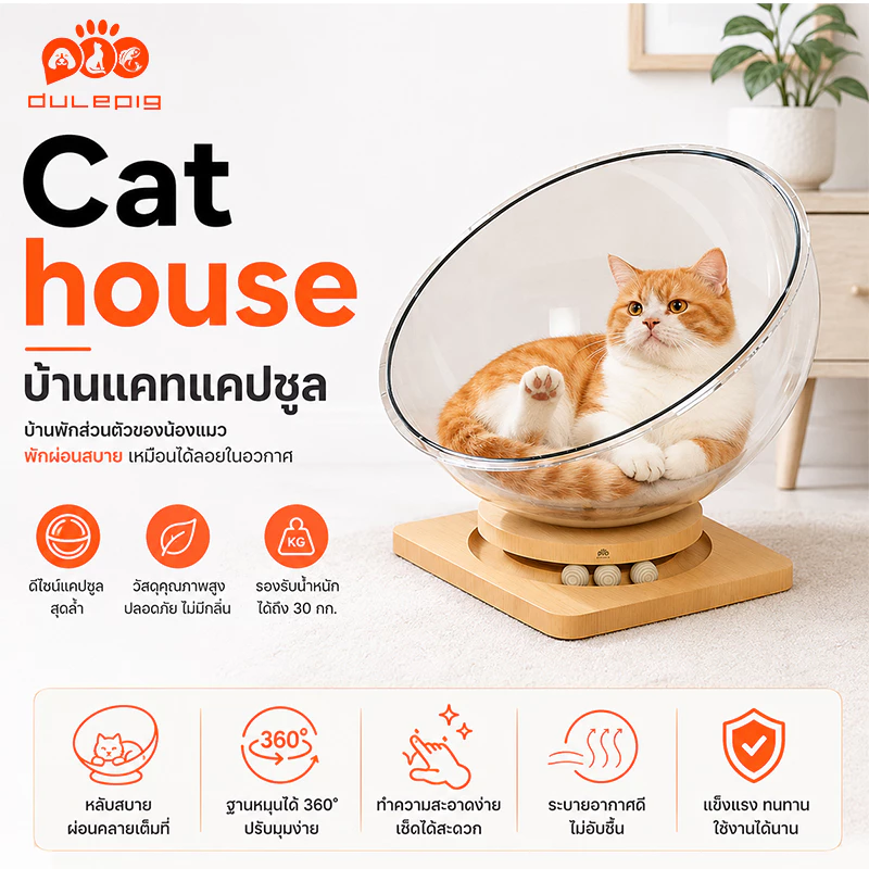 2in1 รังแมวแคปซูลอวกาศ คอกแมว คอนโดแมวอวกาศ โดมอะคริลิคแมว หลุมอวกาศ บ้านแมว กล่องนอนแมว ที่นอนสัตว์เลี้ยง คอนโดแมว