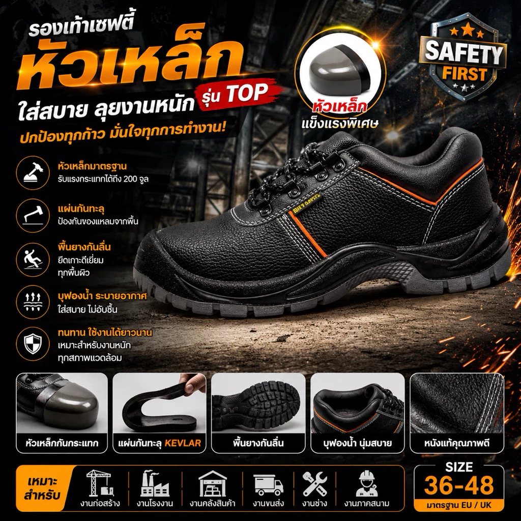 IRON SHIELD รองเท้านิรภัยหัวเหล็กหุ้มข้อ | ปกป้องเต็มขั้น มั่นใจทุกก้าว พร้อมลุยทุกไซต์งาน