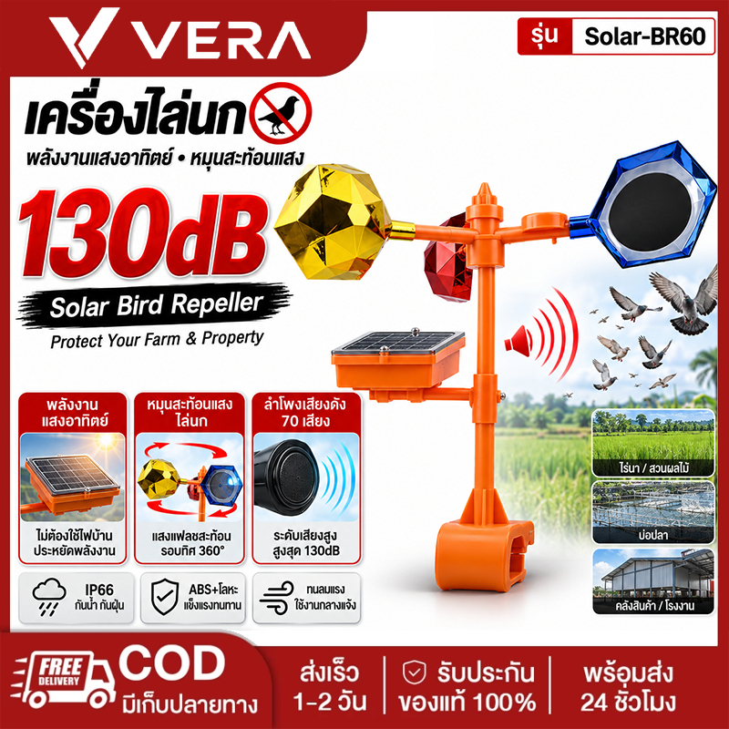 【พร้อมส่งจากไทย】เครื่องไล่นก อัลตราโซนิคขับไล่นก กันน้ำ กลางแจ้งพลังงานแสงอาทิตย์ อัลตราโซนิก เสียง30ชนิด กำจัดนก