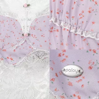 Paloy - PL2633 Flora Lace Top เสื้อสายเดี่ยว ผ้าพิมพ์ลายดอก ขอบลูกไม้