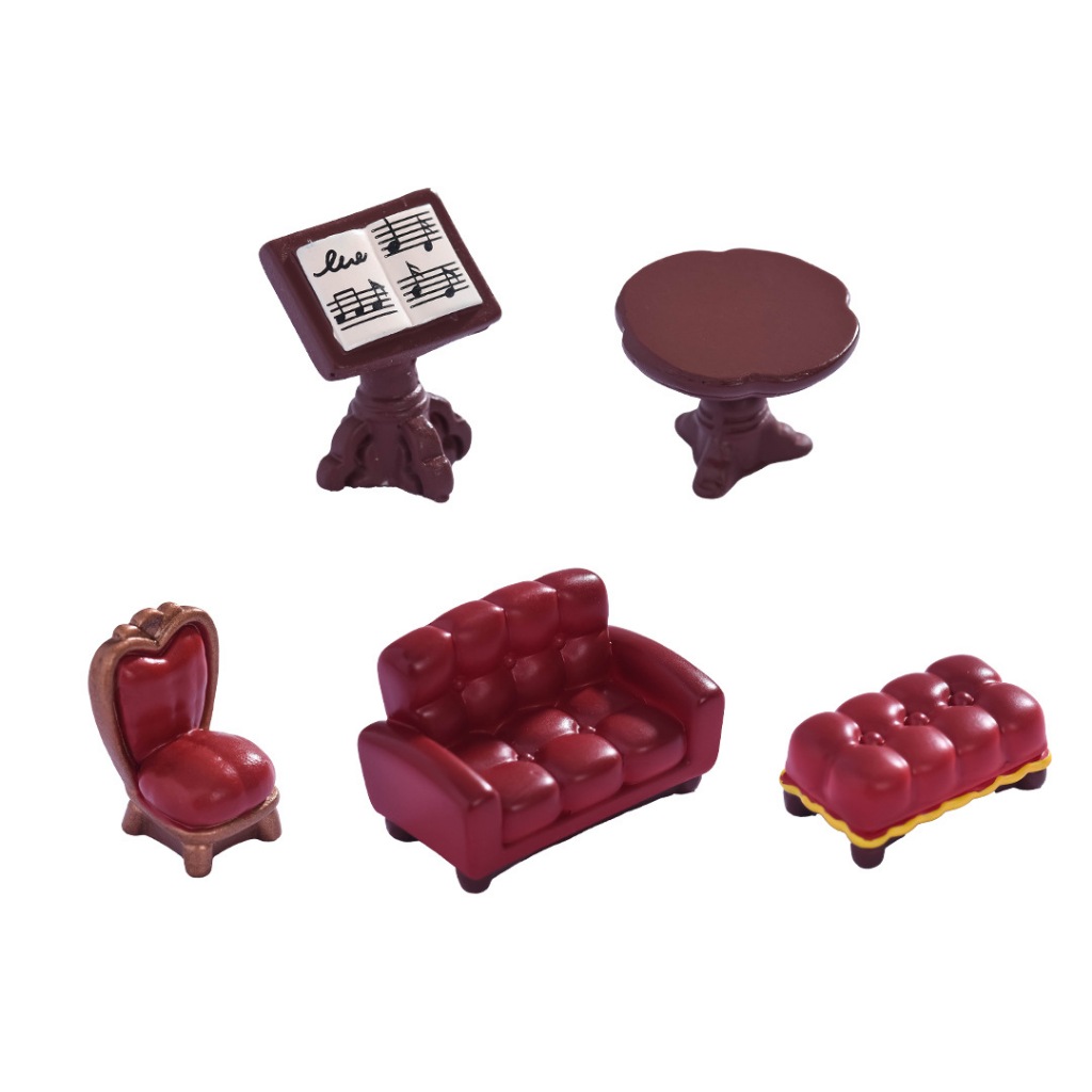 F001 แมวจิ๋วการ์ตูน เฟอร์นิเจอร์สีเข้มสมจริง อุปกรณ์ตกแต่งเรซิน DIY