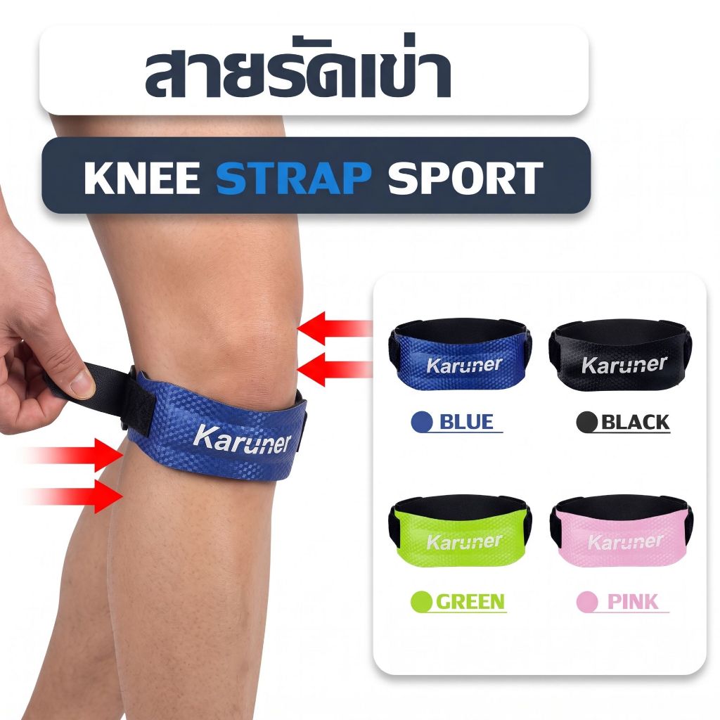 สนับเข่า สายรัดเข่า ยี่ห้อ Karuner เสริมซิลิโคน พยุงเข่า ลดการบาดเจ็บเข่าขณะออกกำลังกาย แพ็ค 1 ข้าง