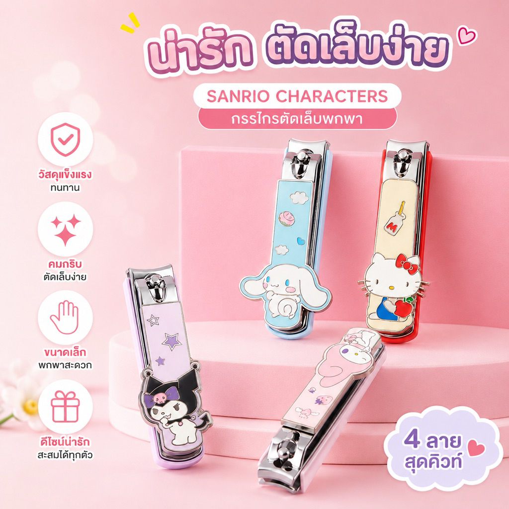 🎁พร้อมส่ง🇹🇭ในไทย กรรไกรตัดเล็บ sanrio ของแท้ จาก miniso💯 kuromi pochacco cinnamonroll my melody