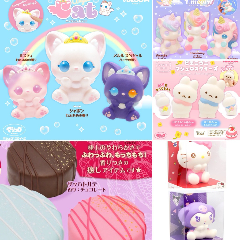 สกุชชี่ นำเข้าจากญี่ปุ่น🇯🇵(มีหลายแบบ) iBloom sanrio kuromi kitty pony กระต่ายยักษ์ จดหมายยักษ์ ขนมปัง โดนัท ซาลาเปา