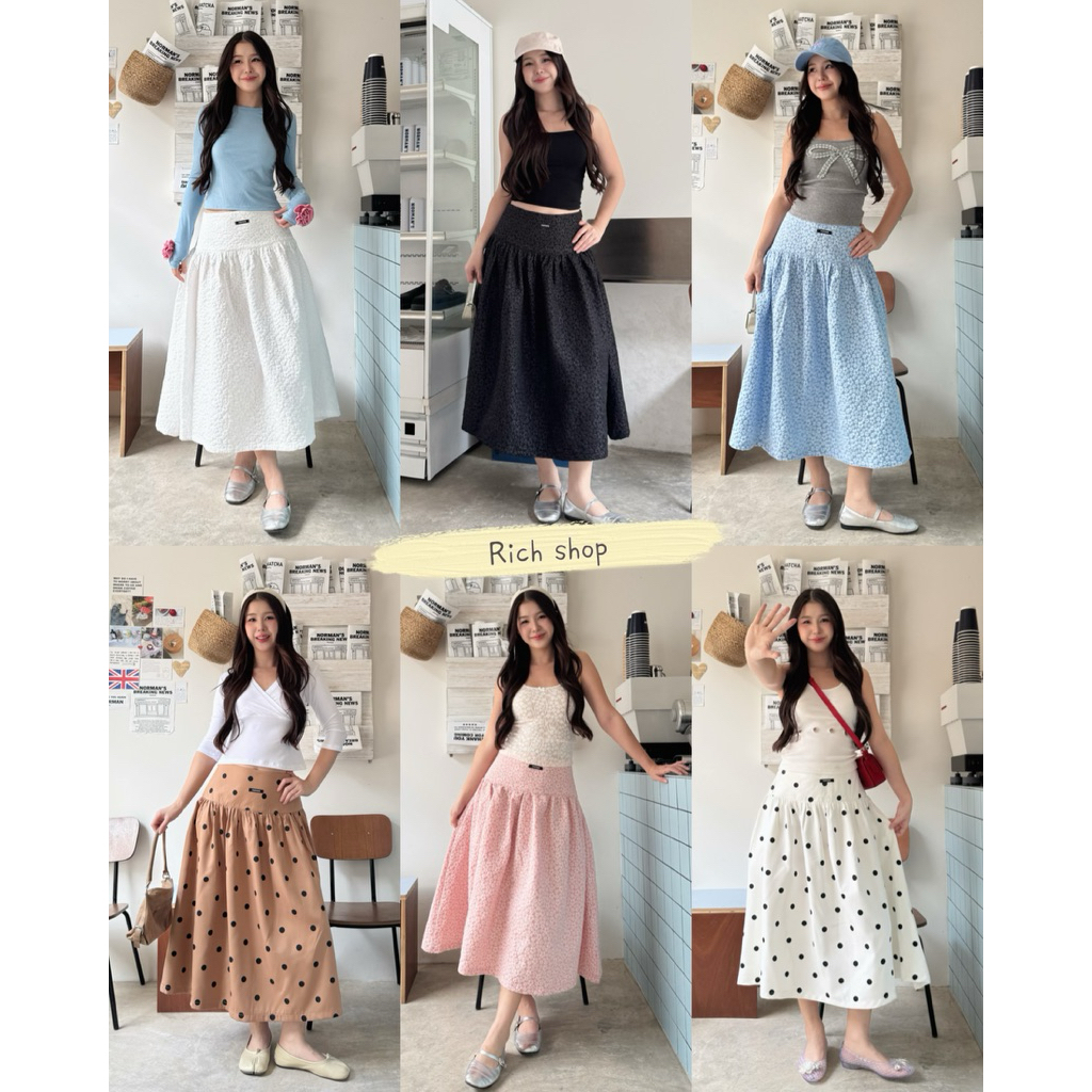MIDI LONG SKIRT" กระโปรงยาว ทรงบาน 🧵(งานซิปข้าง) พรางหุ่น!!