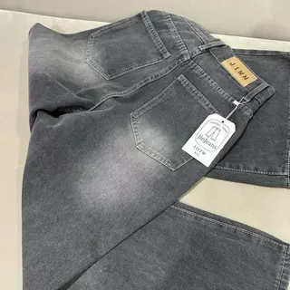 JINJEANS-107 | (XS-6XL) กางเกงยีนส์ทรงกระบอกใหญ่ baggy jeans สีเทาควัน เอวสูง เลือกความยาวได้