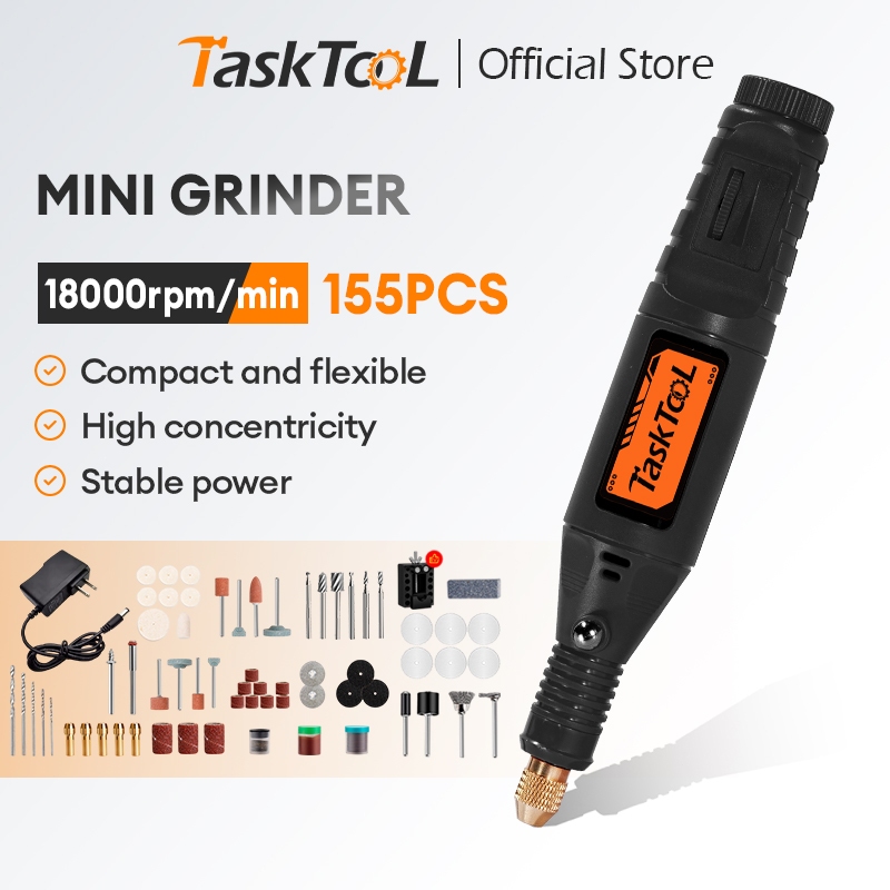 TASKTOOL เครื่องเจียร์ 25/155PCS ปรับความเร็วได้ สว่านจิ๋วไฟฟ้า เครื่องเจียร์พกพา ชุดเครื่องเจียรไฟฟ้า สำหรับขัด