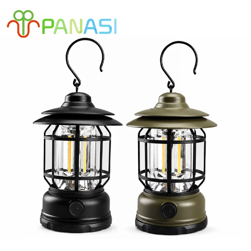 Panasi ตะเกียงแคมป์ปิ้ง LED วินเทจ พกพา