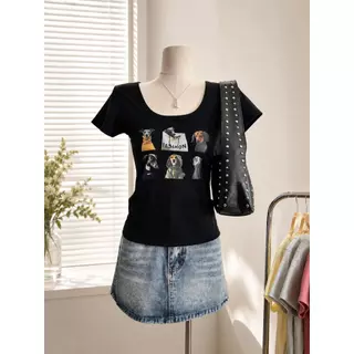 216-217 รุ่นProvy Tee(โพ-วี่ ที) เสื้อยืดทรงเข้ารูปคอเหลี่ยม ดีไซน์สกรีนน้องหมาสุดเก๋ ให้ลุคขี้เล่นปนเท่แบบมีสไตล์