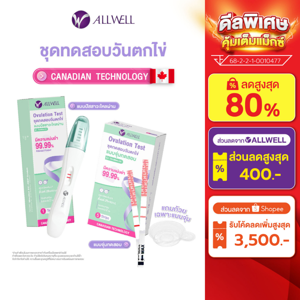 [ใหม่] ALLWELLชุดทดสอบวันตกไข่ SureNow-LH แม่นยำ 99.9% ตรวจง่าย รู้ผลไว ❌ไม่ระบุชื่อสินค้าบนกล่อง (1 ชุด/กล่อง) มี 2 แบบ