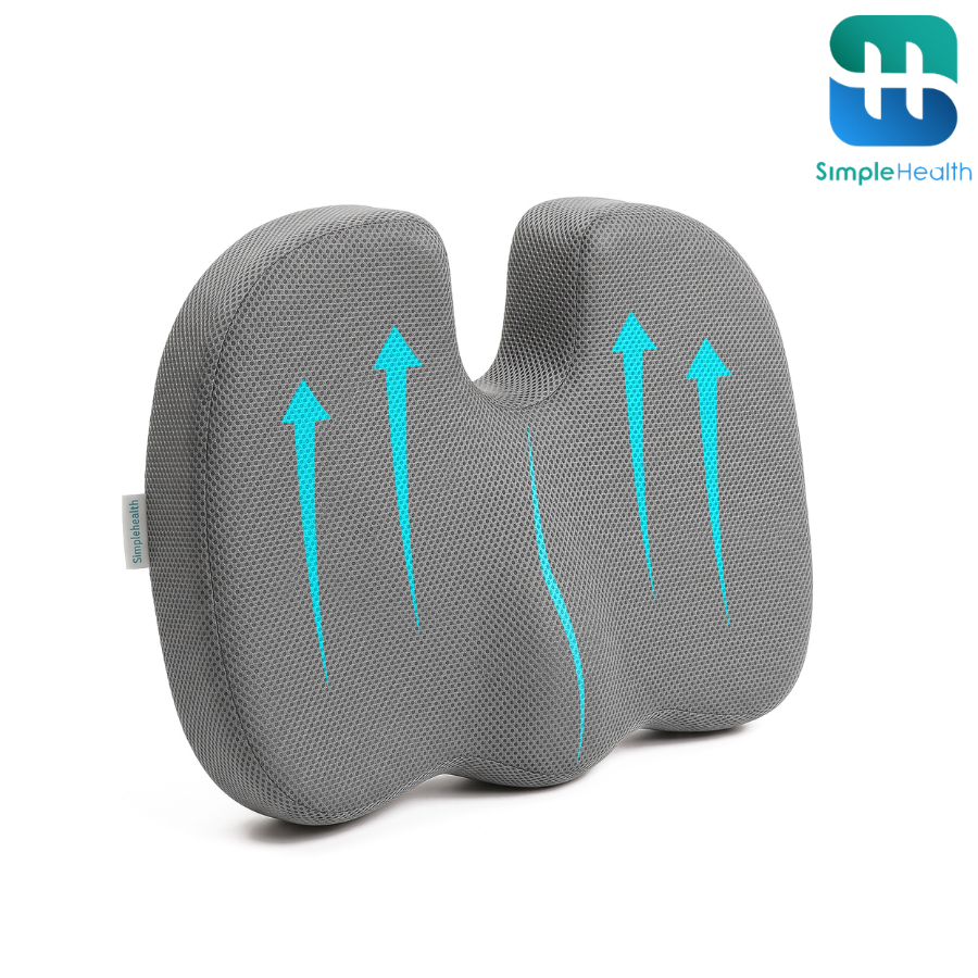 Simple Health เบาะรองนั่งเพื่อสุขภาพ Memory Foam ขนาดใหญ่ 44×35 ซม. หนา 9 ซม. รองรับสะโพก นุ่มสบาย ไม่ยุบง่าย