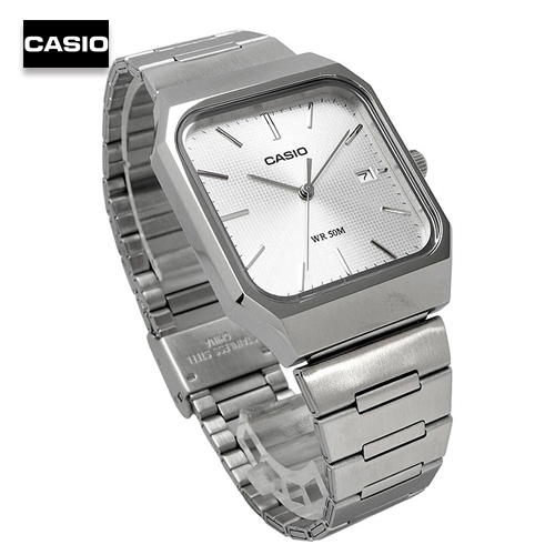 นาฬิกาข้อมือผู้ชายคาสิโอ Casio สายสแตนเลส หน้าปัดสีขาว รุ่น MTP-B185D-7AVDF, MTP-B185D-7A, MTP-B185D