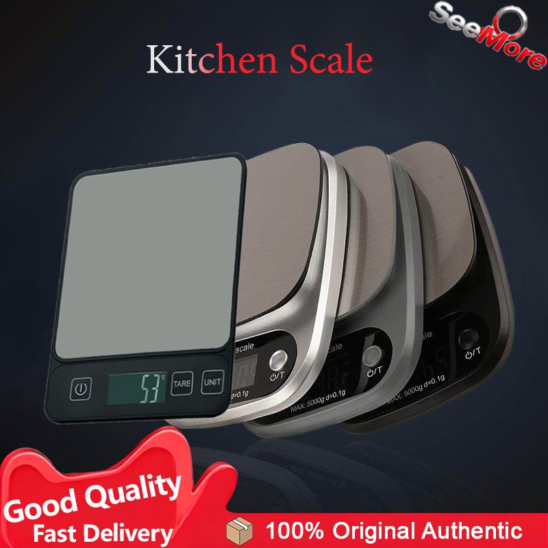 Kitchen Scale เครื่องชั่งดิจิตอลสแตนเลส จอ LED ชัดเจน ระบบทดน้ำหนัก ชั่งอาหารได้แม่นยำ 10 กิโลกรัม