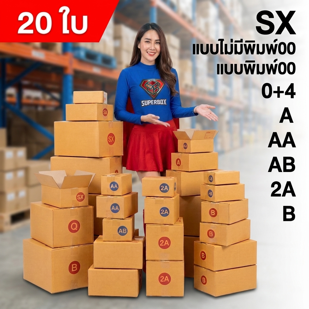 ถูกสุด!! กล่องพัสดุ หนา3ชั้น 20 ใบ แข็งแรง!! SX,00,0,0+4,A,AA,2A,B,Q กล่องไปรษณีย์ กล่องพัสดุฝาชน