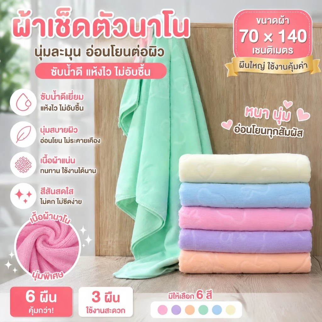 ผ้าเช็ดตัวนาโน(สำหรับเด็ก)