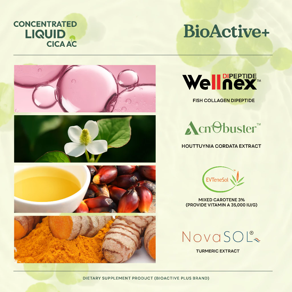 [โปร 3 กล่อง + ส่งฟรี] ไบโอแอคทีฟพลัส BioActive+ Concentrated Liquid CICA AC  ดูแลเรื่องสิว ผิวมัน รอยแดง รอยดำ 30 หลอ thumbnail 6