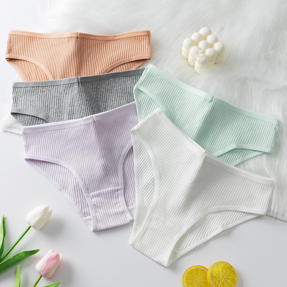 (Ladybragi) A-121 กางเกงในสีพื้นผ้าร่อง มีตะเข็บตรงกลาง ใส่สบาย พร้อมส่ง
