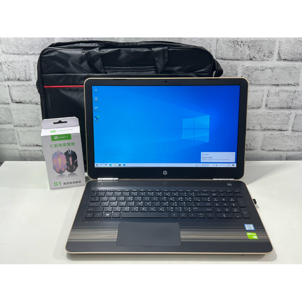 โน๊ตบุ๊คมือสอง HP Pavilion 15-AU024TX I7 Gen6 M.2 128gb+HHD 1TB แรม 8gb NVIDIA GeForce 940MX 4GB แบต