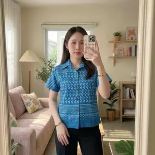 เสื้อผ้าฝ้ายผู้หญิง สีฟ้า (20แบบ) รุ่นรวมเสื้อฟ้า ผ้าฝ้ายผ้าพื้นเมือง