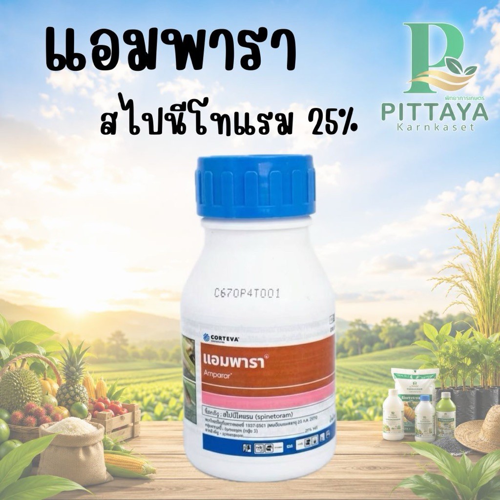 แอมพารา ( สไปนีโทแรม 25% ) ขนาด 100 กรัม กำจัด เพลี้ย หนอนร้ายใน ผัก ข้าวโพด