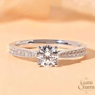 LC+แหวนเงินแท้ S925 แหวนผู้หญิง ปรับขนาดได้ ประดับเพชรเซอร์คอน แหวนหมั้น แหวนแต่งงาน ของขวัญแฟน