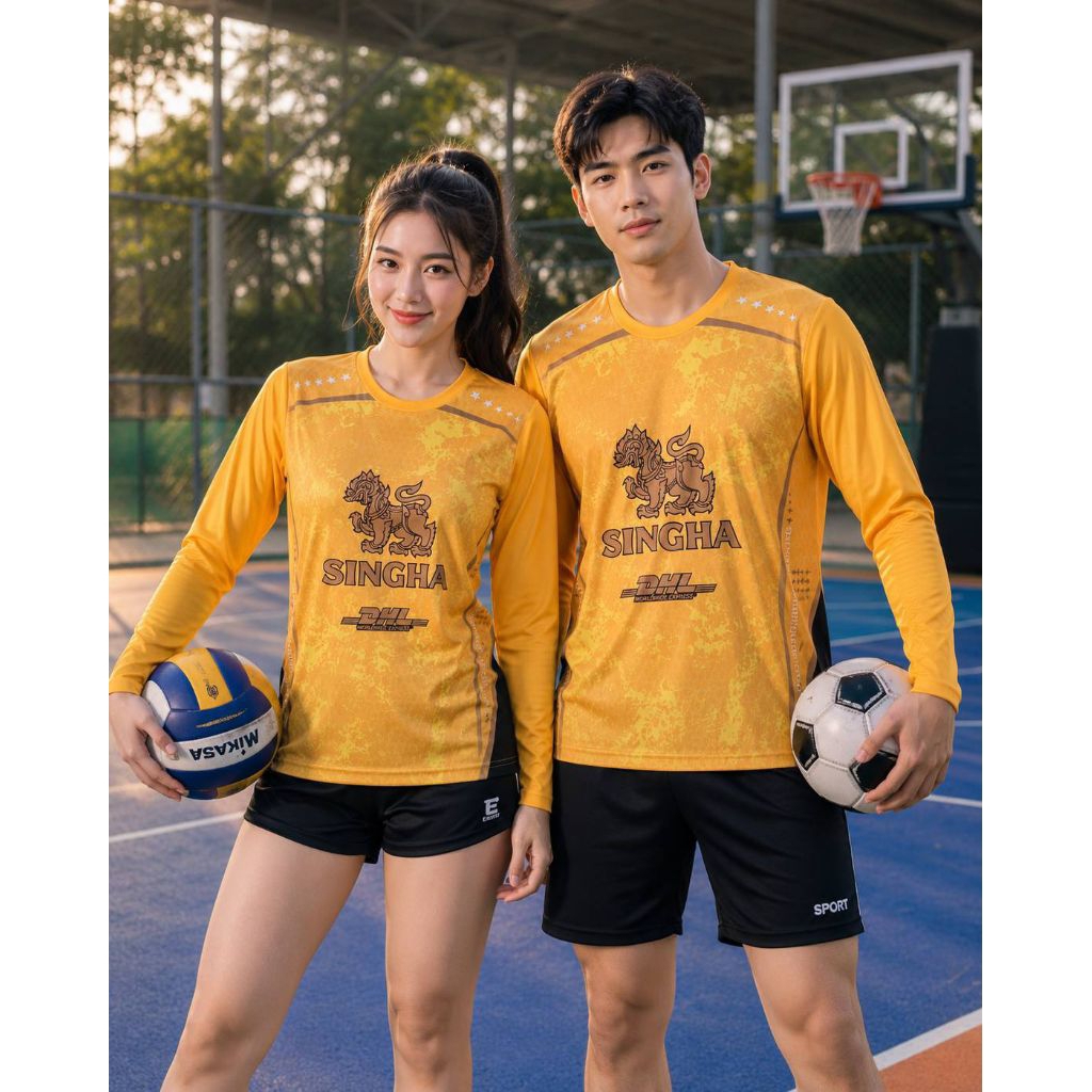 เสื้อกีฬาพรีเมียม SINGHA × DHL✅ เนื้อผ้าคุณภาพสูง ระบายอากาศได้ดีเยี่ยม ดูดซับเหงื่อ แห้งเร็ว เย็นสบ