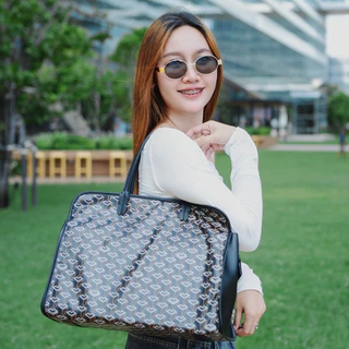 [ LoveGood ] Sphere OT กระเป๋าสะพาย Tote Bag 16" วัสดุ Canvas และหนังวัวแท้ ใส่ Notebook จุของได้เยอะ
