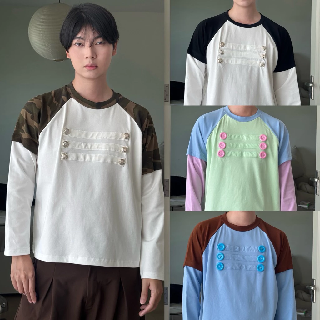 BUTTON Tee เสื้อแขนยาวต่อแขน