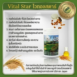 Vital Star ไวทอลสตาร์ น้ำมันรำข้าวและจมูกข้าวไทย 100% สกัดเย็น (บรรจุ 60 แคปซูล) ของแท้