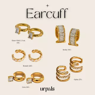 URPALS ต่างหู Ear cuff Stainless ชุบทอง 18K ฝังเพชร Diamond CZ ไม่ลอกไม่ดำ