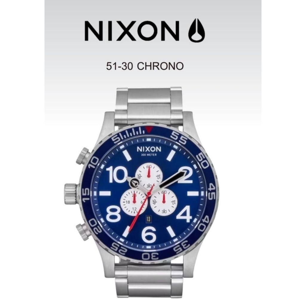 นาฬิกาผู้ชายงานแบรนด์NIXON 51-30 CHRONO NAVY SUN SILVER ส่งต่อเป็นราคางานมือสองอะไหล่ครบอุปกรณ์ครบ