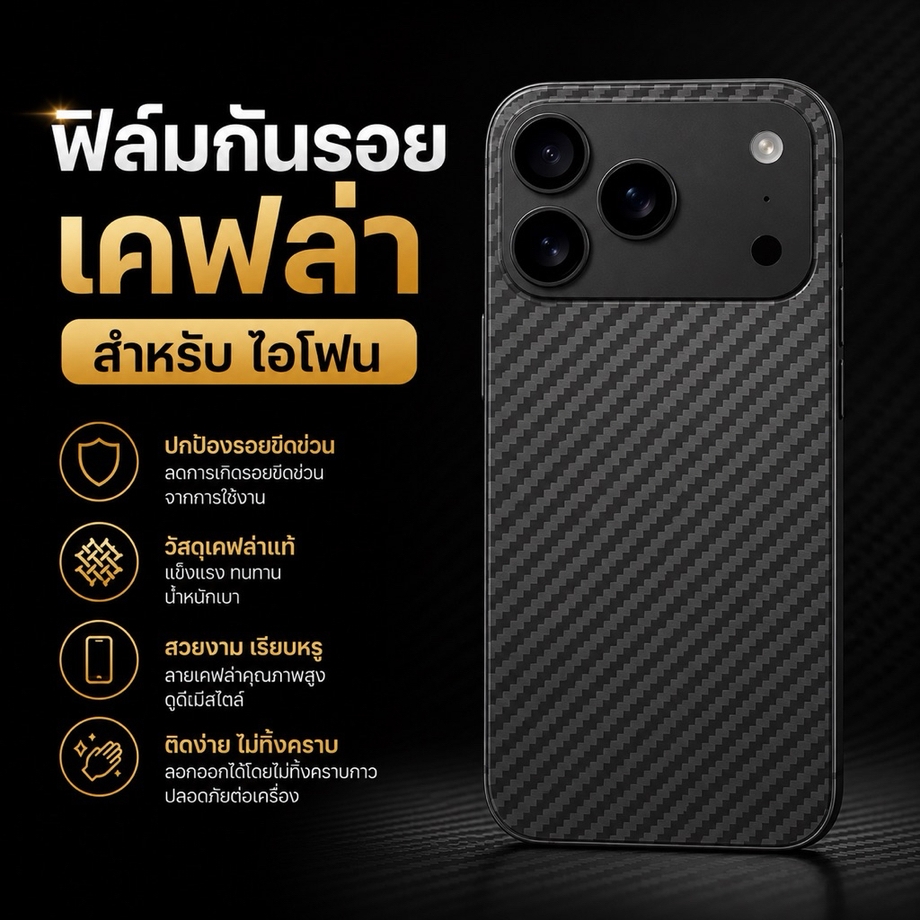🌈 1 แถม 1 🌈  ฟิล์มกันรอยรอบตัวเครื่อง เคฟล่า ไอโฟน SE2 SE3 6 7 8 6+ 7p 8p X Xs XR XSMAX 11 11PRO 12 