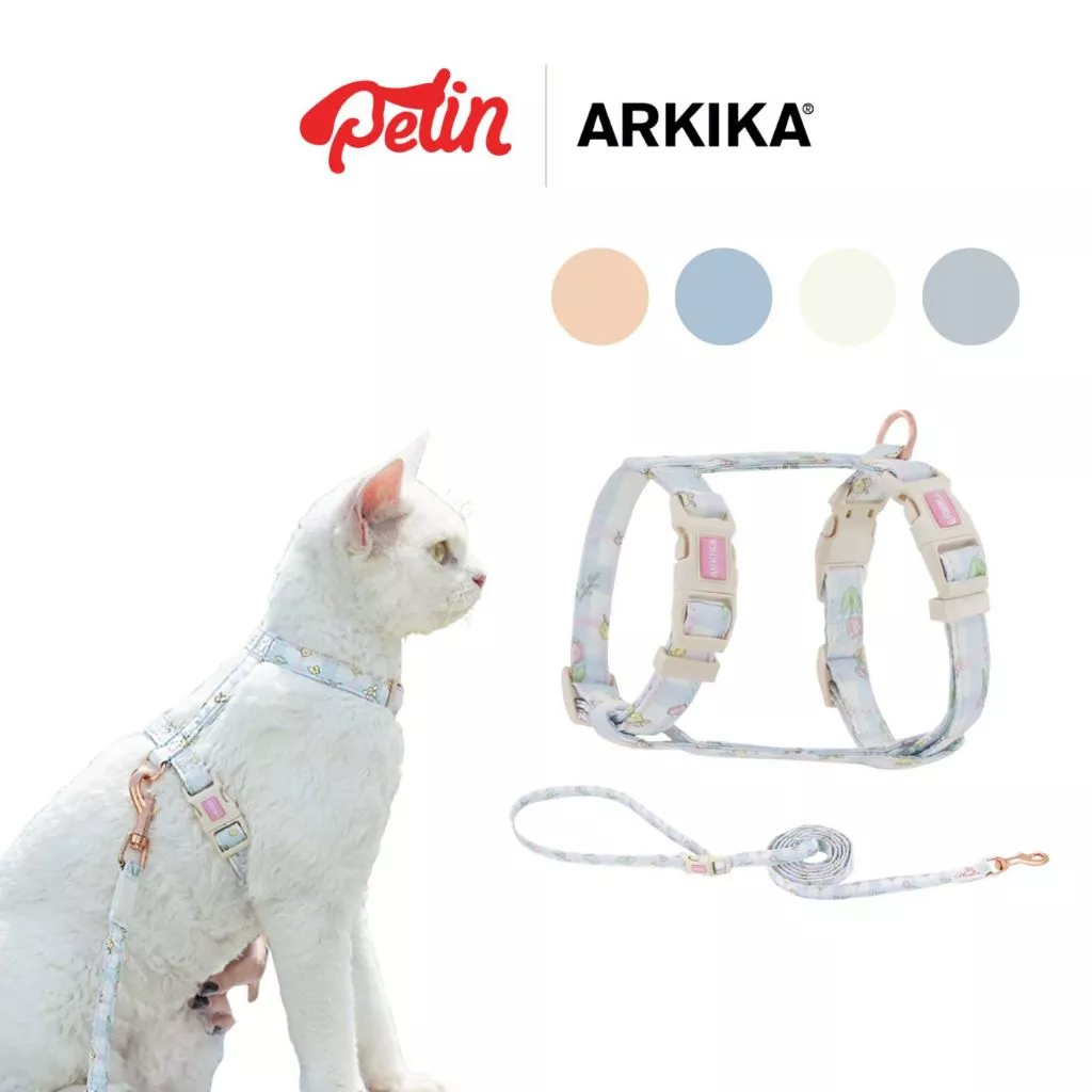 (เติมสต็อกแล้ว) ARKIKA สายรัดอกพร้อมสายจูง สำหรับแมว ไม่รัดคอ สวมใส่สบาย สายจูงแมว
