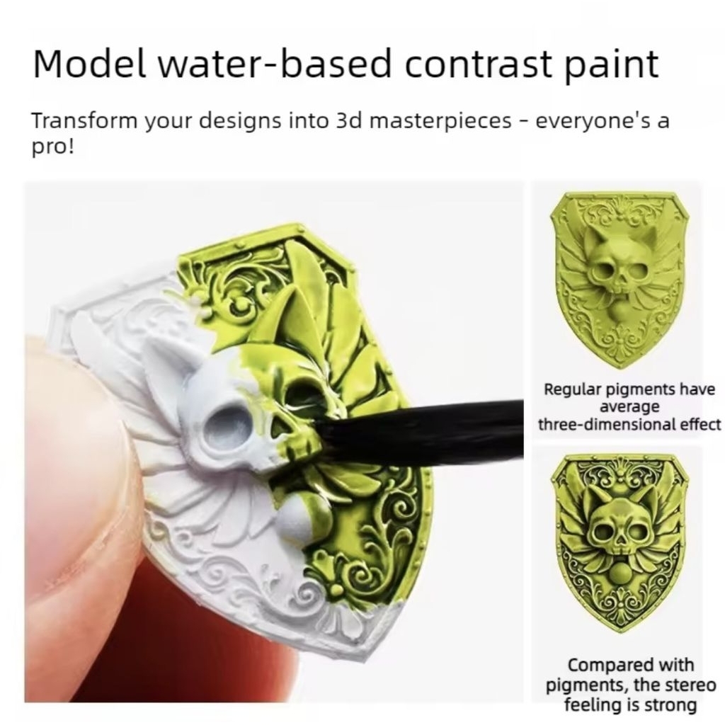 Ray Studio Water-based Contrast Paint for model kit,gunpla, miniatures, figure - high adhesive hand brush painting color