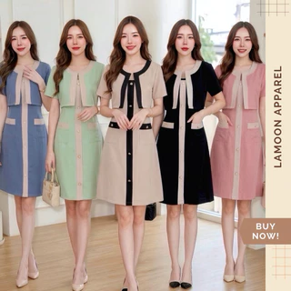 [พร้อมส่ง] Ronda dress เดรสทูโทนแต่งเสื้อครอปกระเป๋าหน้า ป้าย VERA ชุดไปงานแต่ง ชุดไปคาเฟ่ by Lamoon apparel